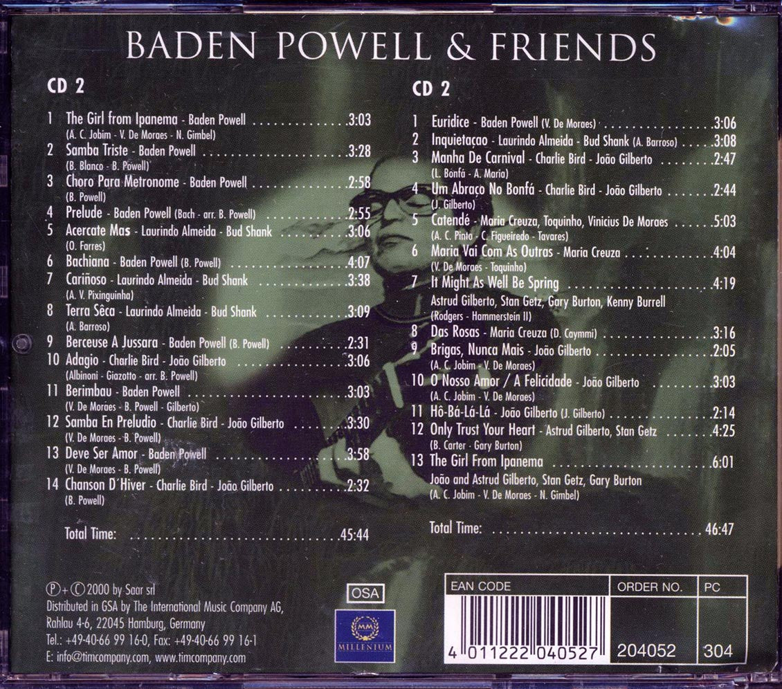 Baden Powell, Laurindo Almeida, Bud Shank, Charlie Bird, Etc. - Baden Powell & Friends: Millennium Collection (27 tracks) (2xCD) Music CD