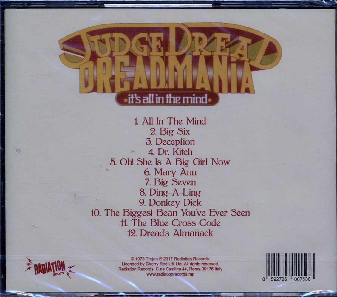 Judge Dread - Dreadmania: It's All In The Mind Music CD