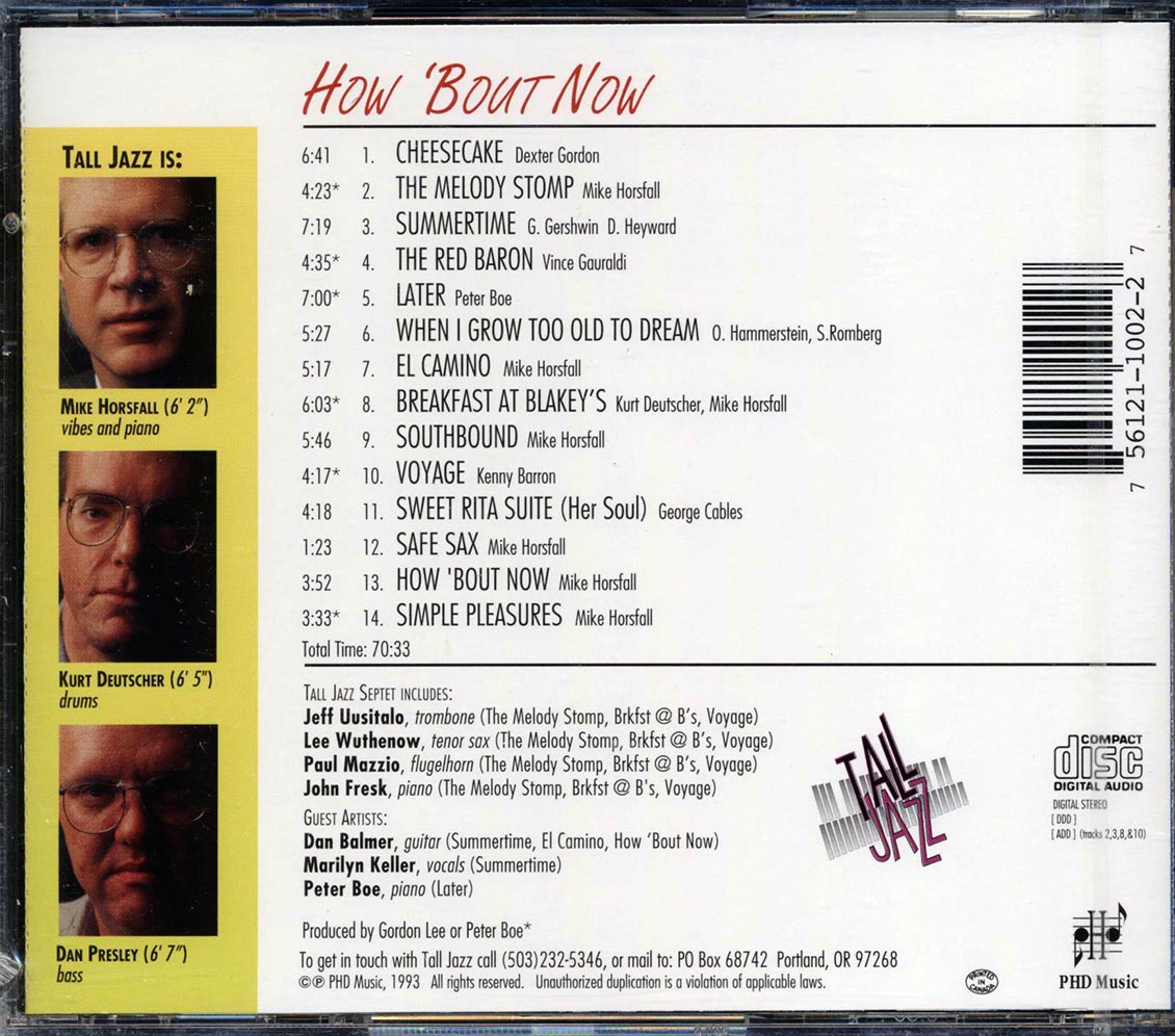 Tall Jazz - How 'Bout Now Music CD