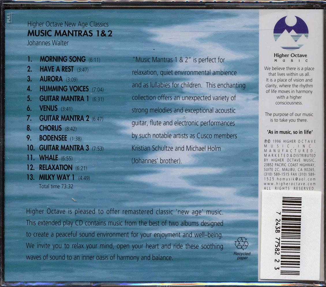Johannes Walter - Music Mantras 1 + Music Mantras 2 Music CD