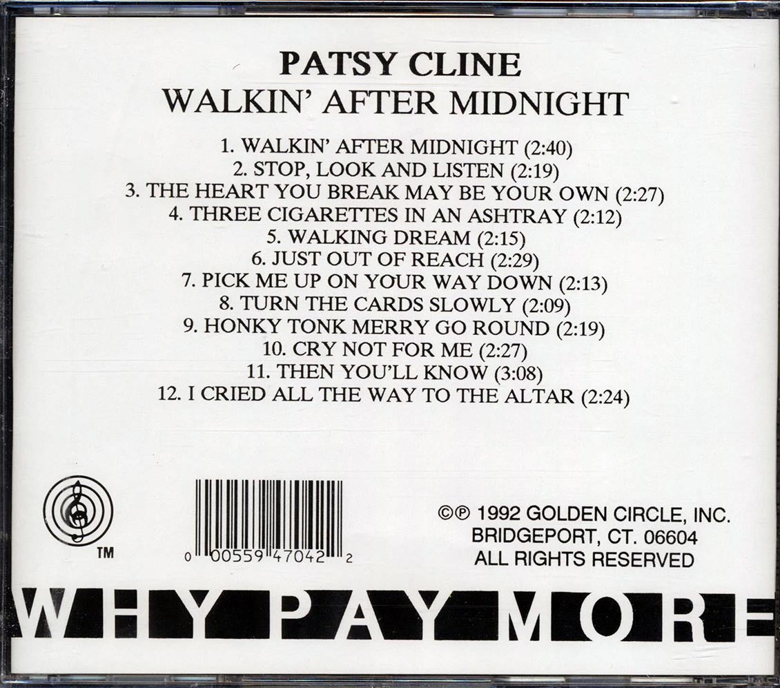 Patsy Cline - Walkin' After Midnight Music CD