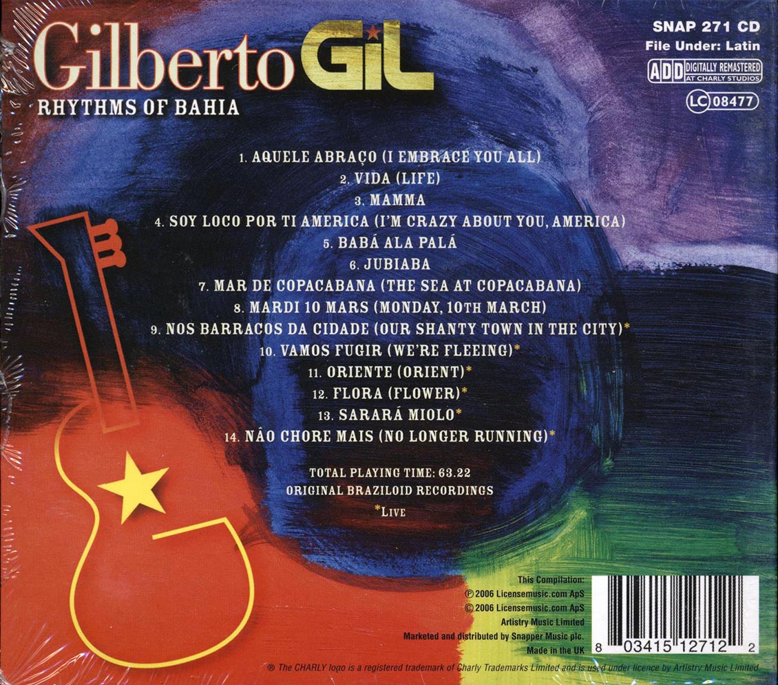 Gilberto Gil - Rhythms Of Bahia Music CD