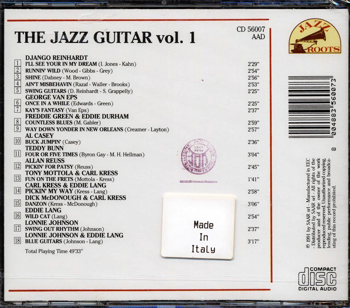 Django Reinhardt, George Van Eps, Al Casey, Etc. - The Jazz Guitar Volume 1 Music CD