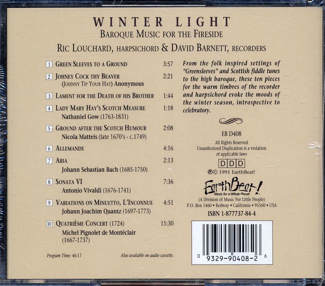 Ric Louchard, David Barnett - Winter Light: Baroque Music For The Fireside Music CD