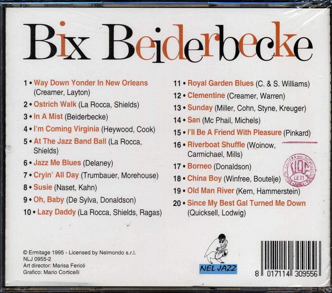 Bix Beiderbecke - Bix Beiderbecke (20 tracks) Music CD