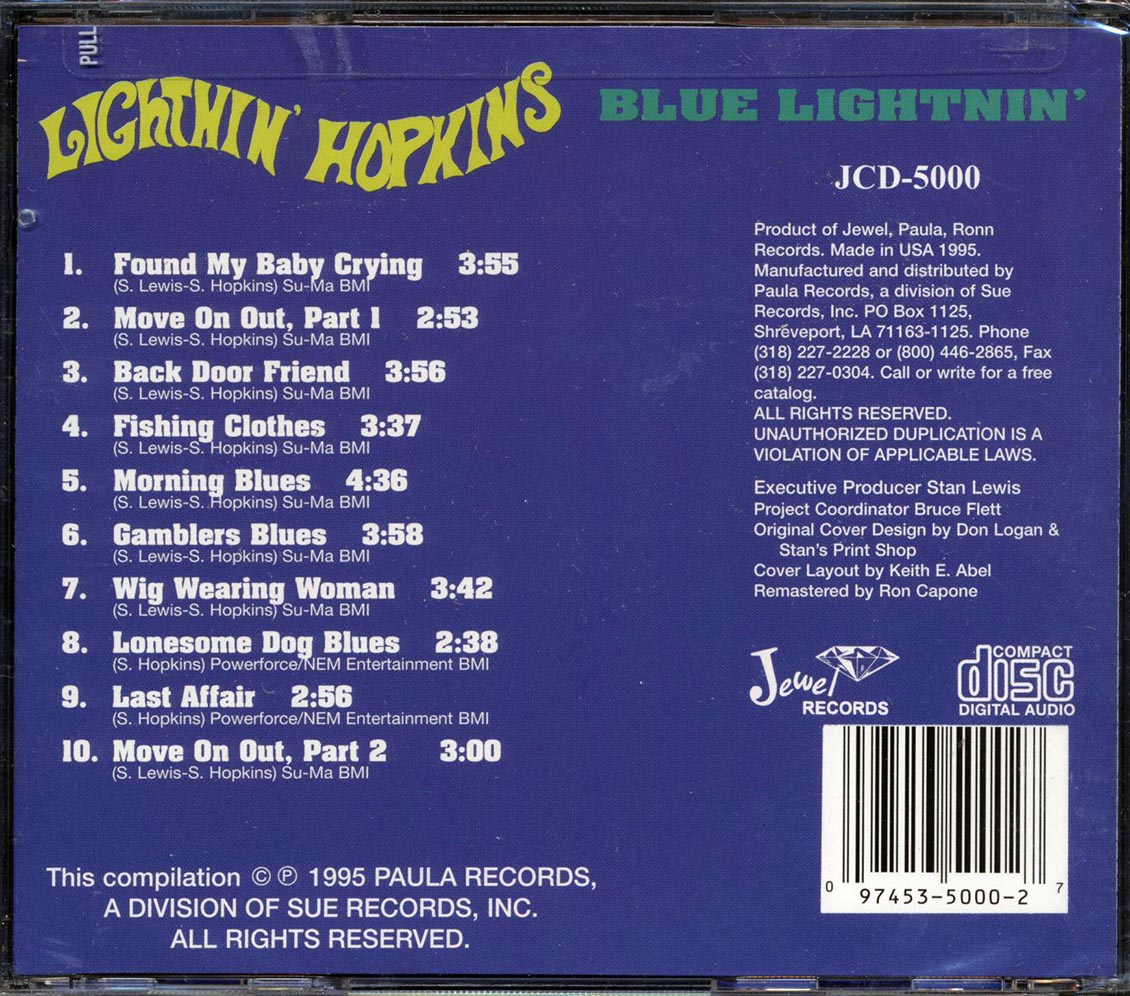 Lightnin' Hopkins - Blue Lightnin': The Legendary Lightnin' Hopkins Music CD