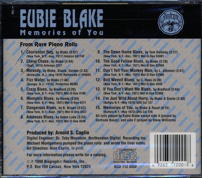 Eubie Blake - Memories Of You Music CD