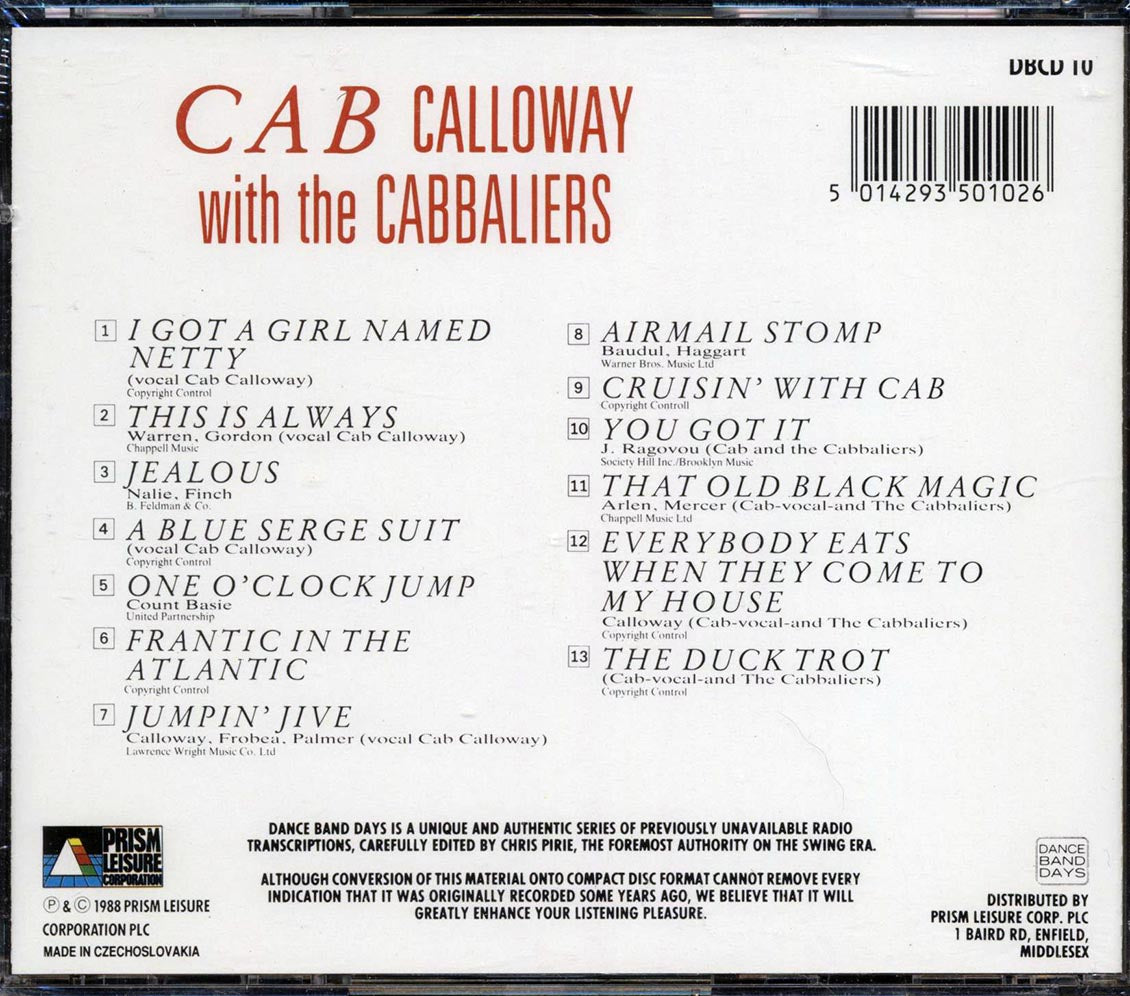 Cab Calloway & Orchestra, The Cabbaliers - Frantic In The Atlantic Music CD