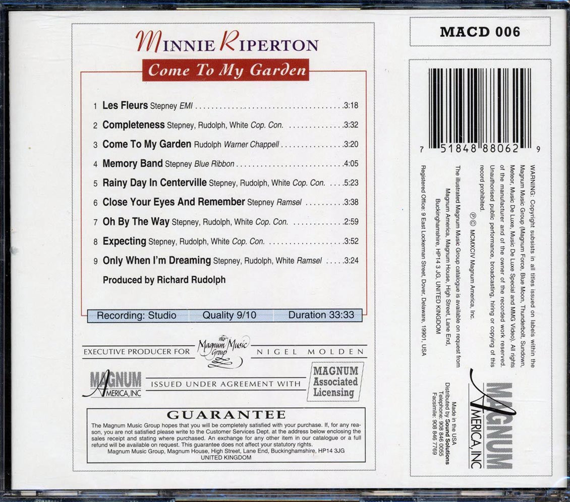 Minnie Riperton - Come To My Garden (marked/ltd stock) Music CD