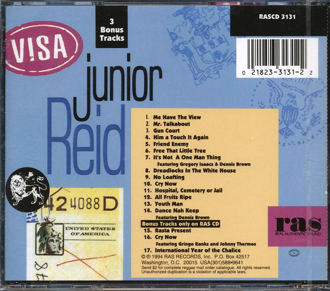 Jr. Reid - Visa (+3 bonus tracks) Music CD