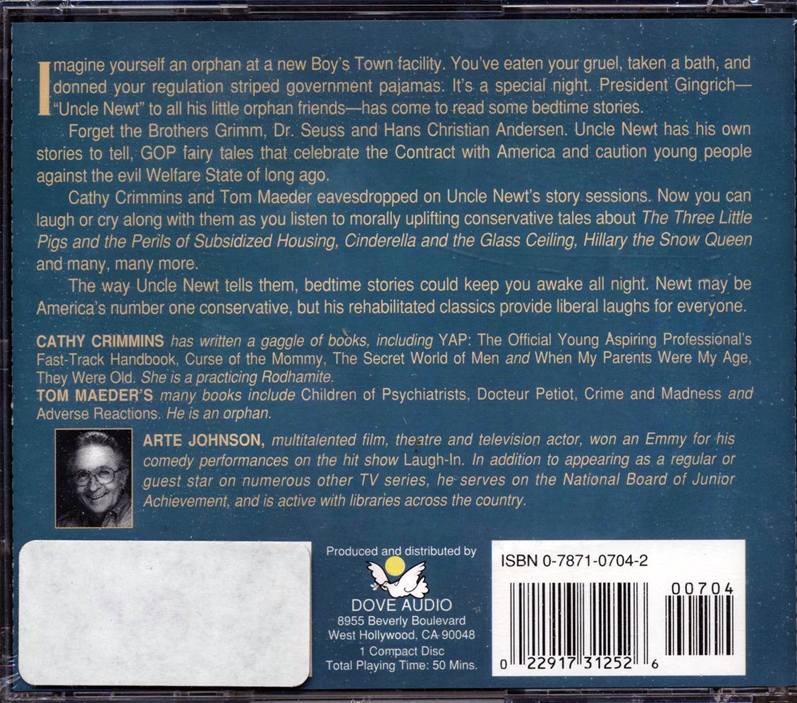 Arte Johnson - Newt Gingrich's Bedtime Stories For Orphans Music CD