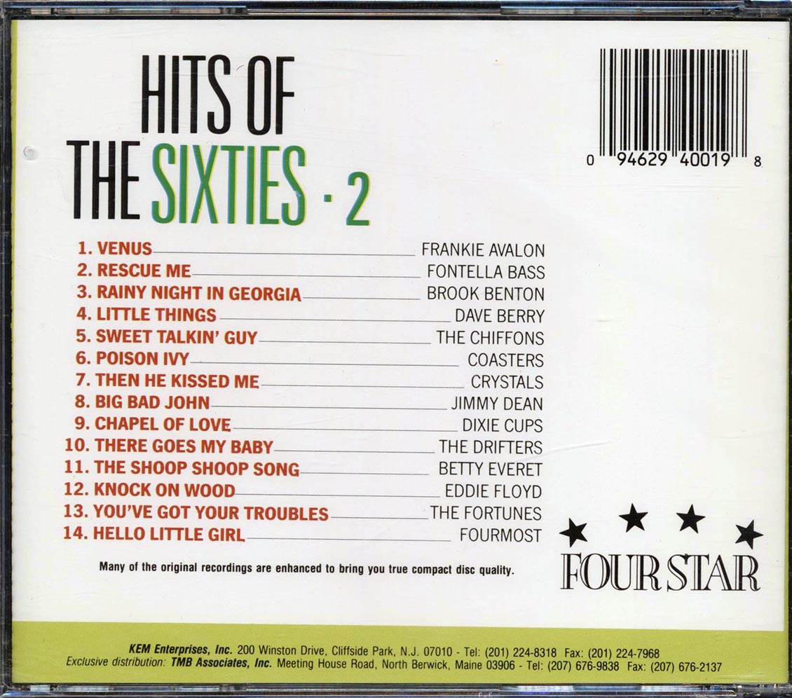 Frankie Avalon, Fontella Bass, Jimmy Dean, Etc. - Hits Of The Sixties Volume 2 Music CD