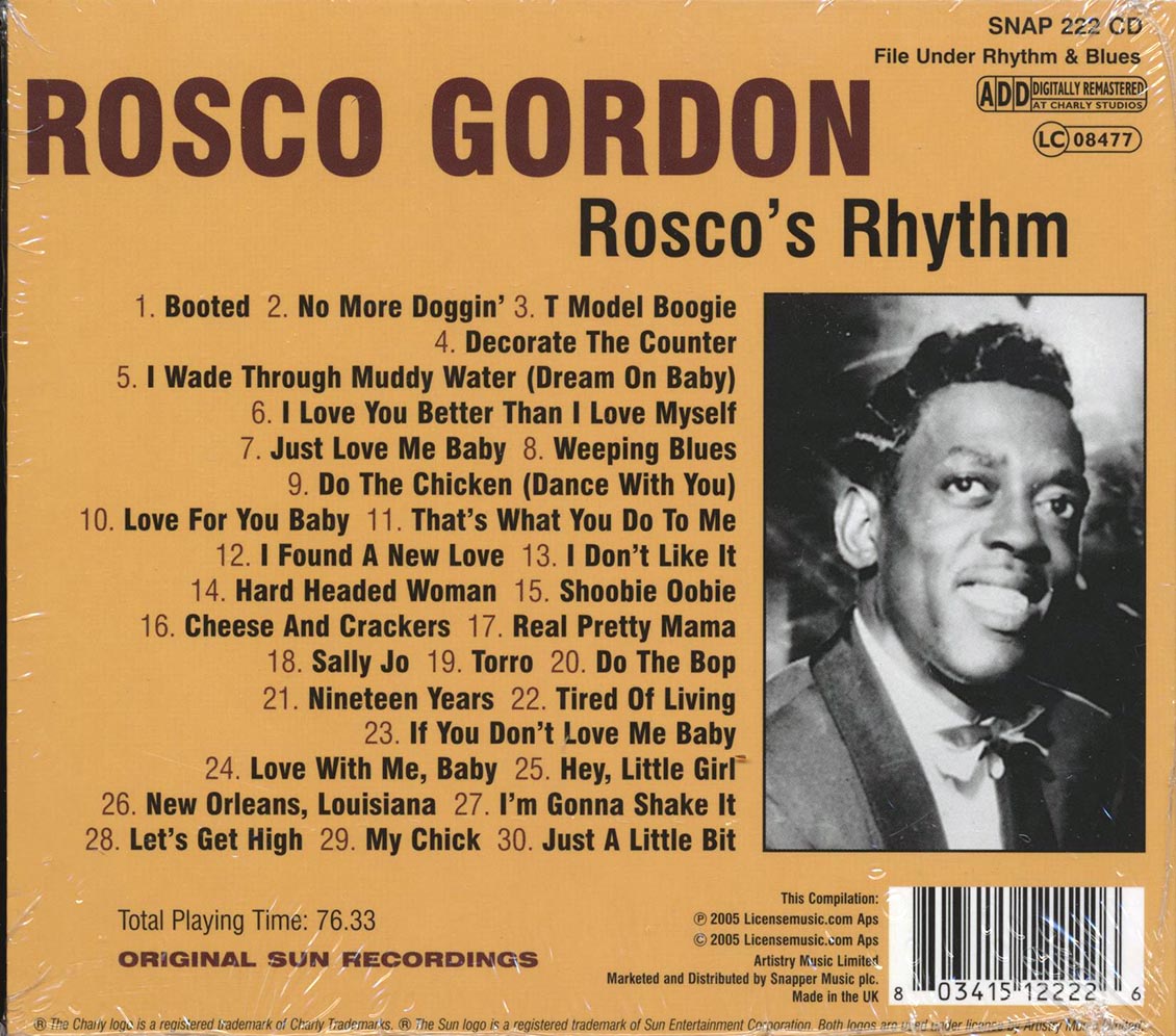 Rosco Gordon - Rosco's Rhythm (30 tracks) Music CD