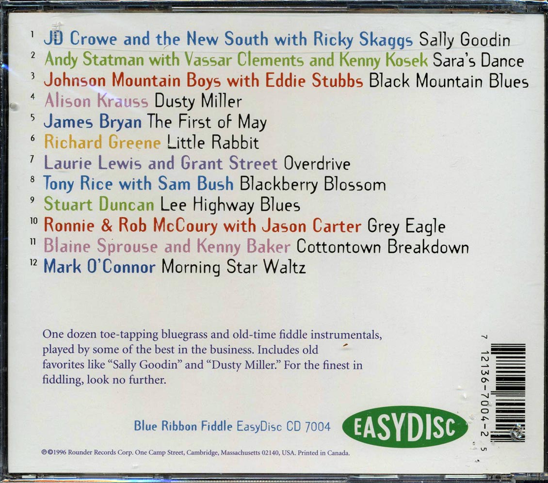 JD Crowe, Ricky Skaggs, Alison Krauss, Etc. - Blue Ribbon Fiddle Music CD