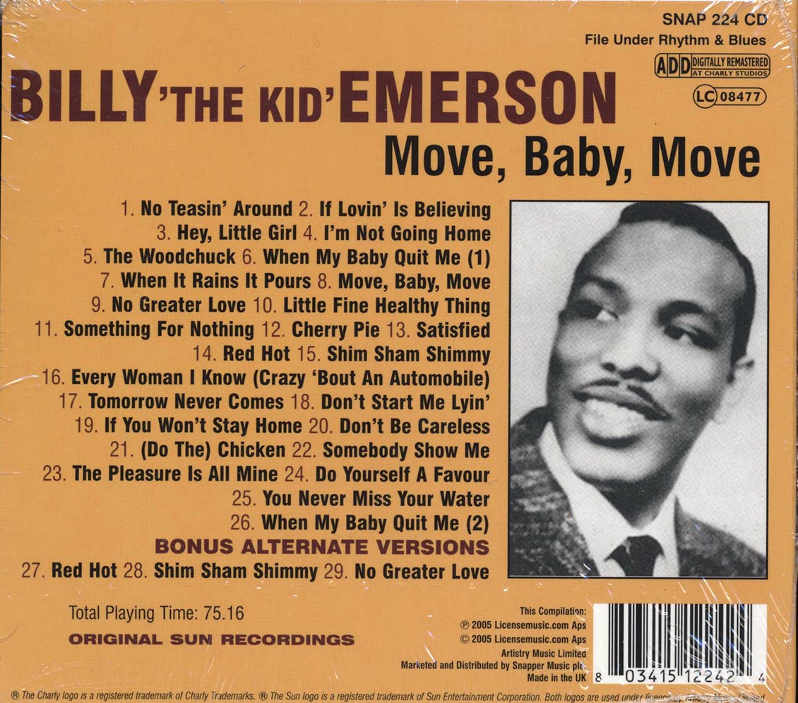 Billy The Kid Emerson - Move, Baby, Move (29 tracks) Music CD