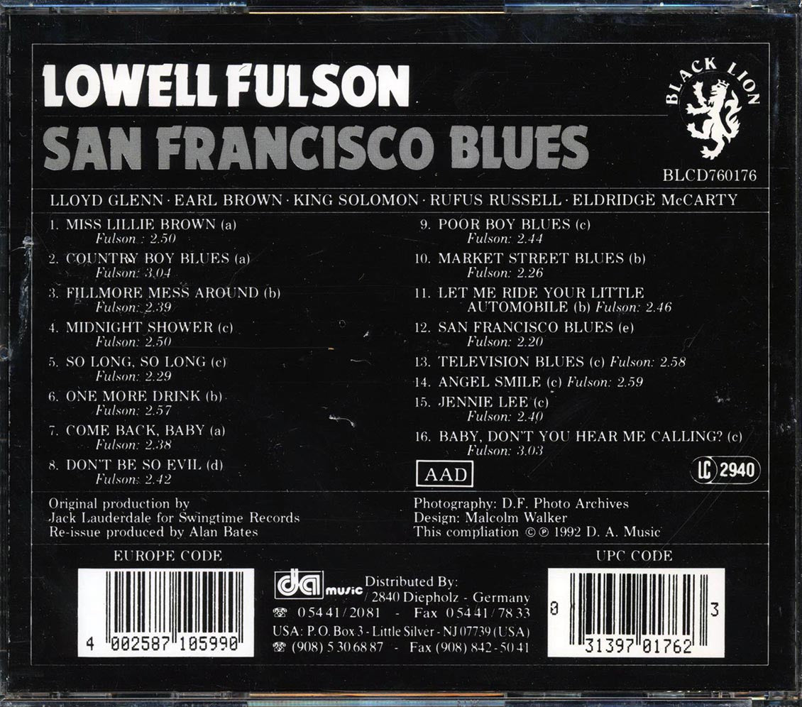 Lowell Fulson - San Francisco Blues Music CD