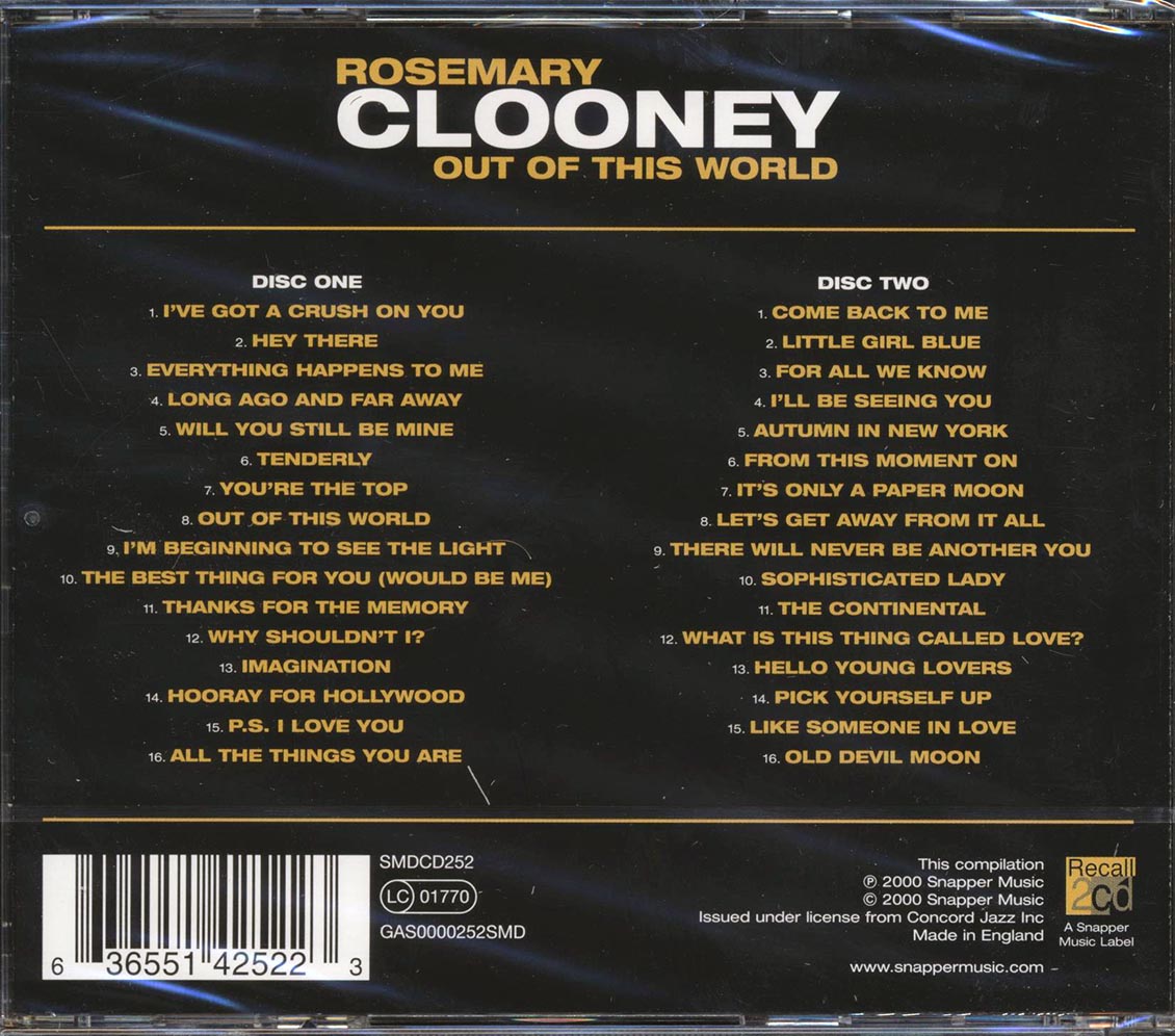 Rosemary Clooney - Out Of This World (32 tracks) (2xCD) Music CD