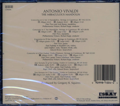 Vivaldi, Peter Press, Philharmonia Virtuosi, Richard Kapp - The Miraculous Mandolin: Concertos And Sonatas For Mandolin And Guitar Music CD