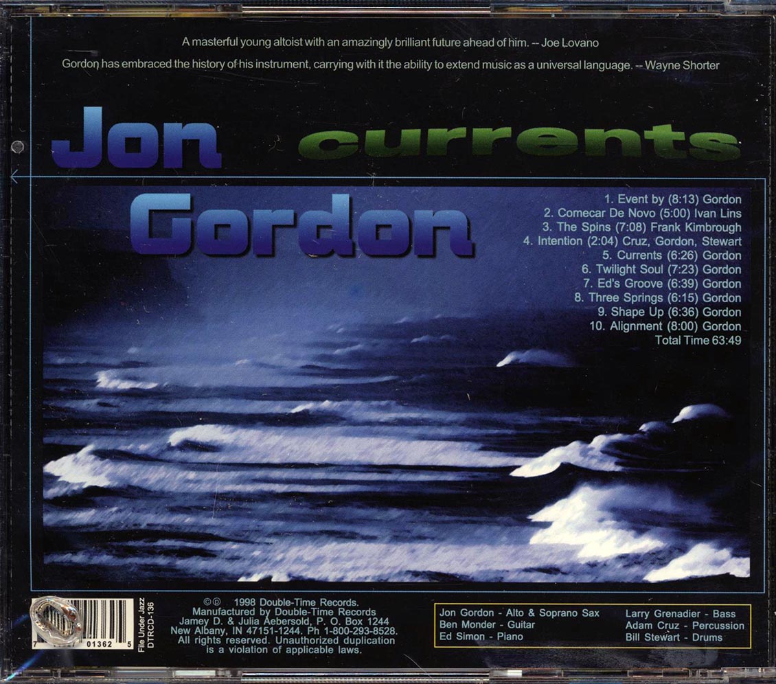 Jon Gordon - Currents (marked/ltd stock) Music CD