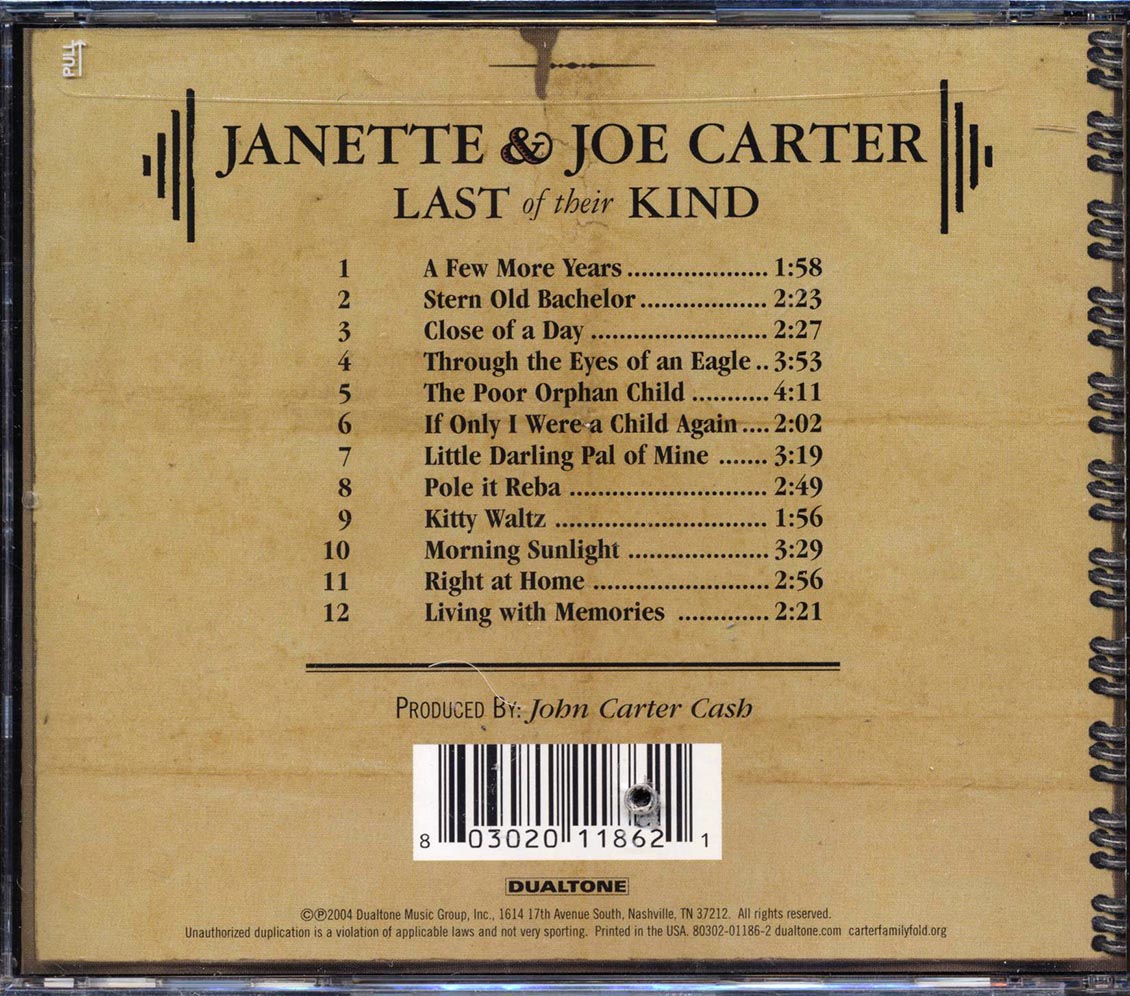 Janette & Joe Carter - Last Of Their Kind (marked/ltd stock) Music CD