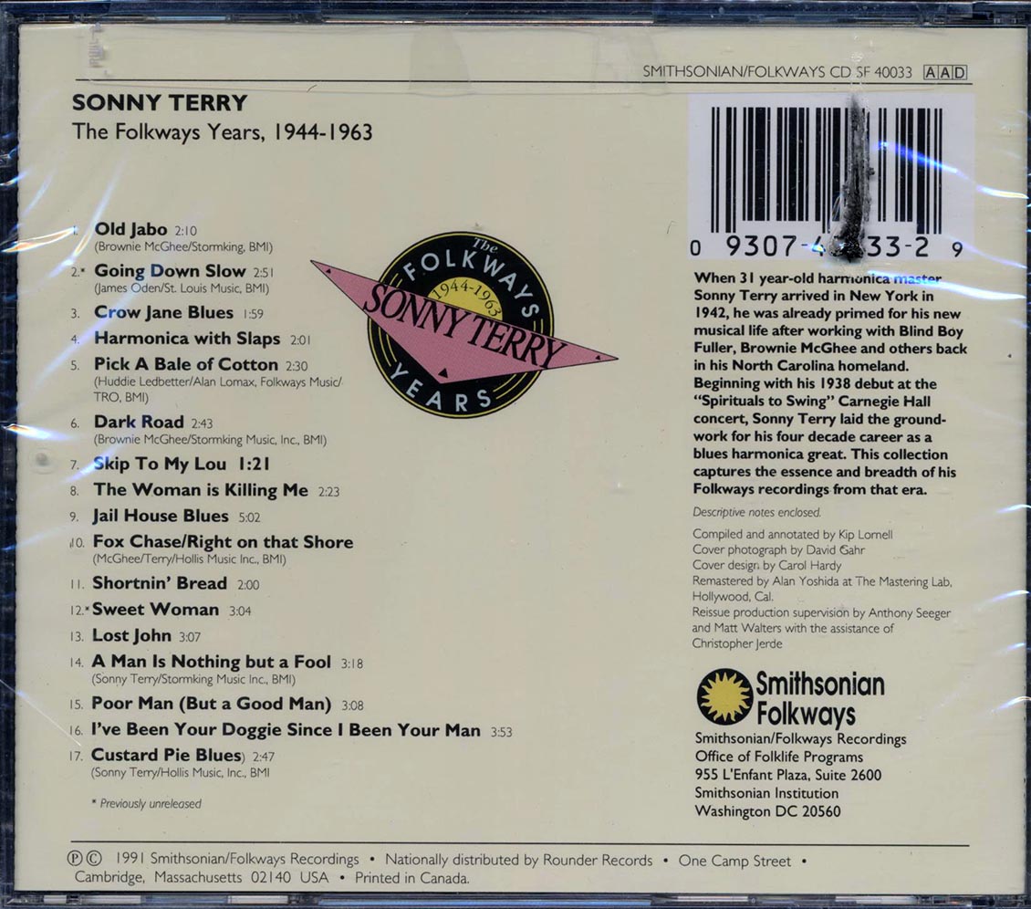 Sonny Terry - The Folkways Years, 1944-1963 (marked/ltd stock) Music CD