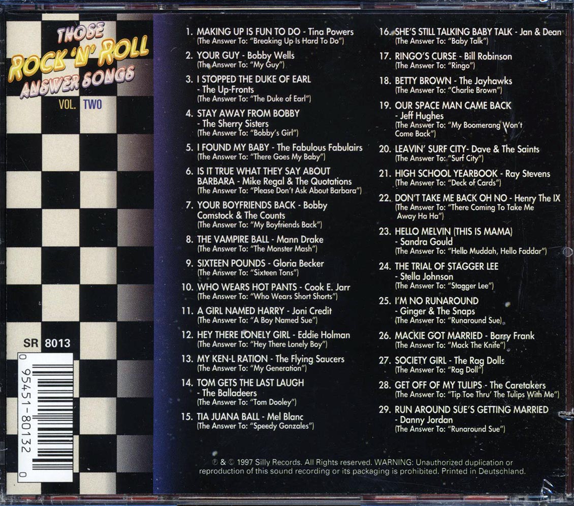 Tina Powers, Bobby Wells, The Up Fronts, Etc. - Those Rock 'N' Roll Answer Songs Volume 2 (29 tracks) (marked/ltd stock) Music CD