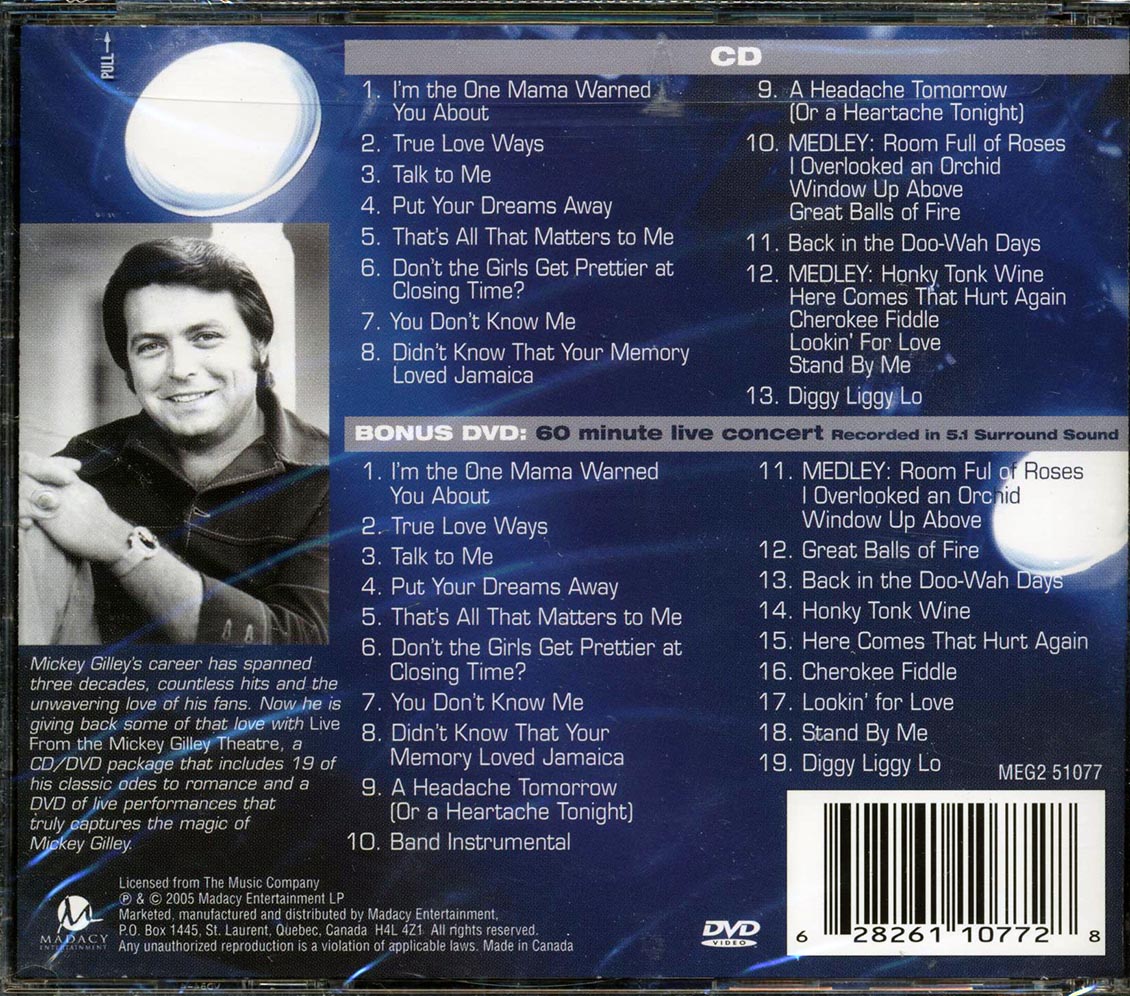 Mickey Gilley - Live From The Mickey Gilley Theatre (incl. DVD) Music CD
