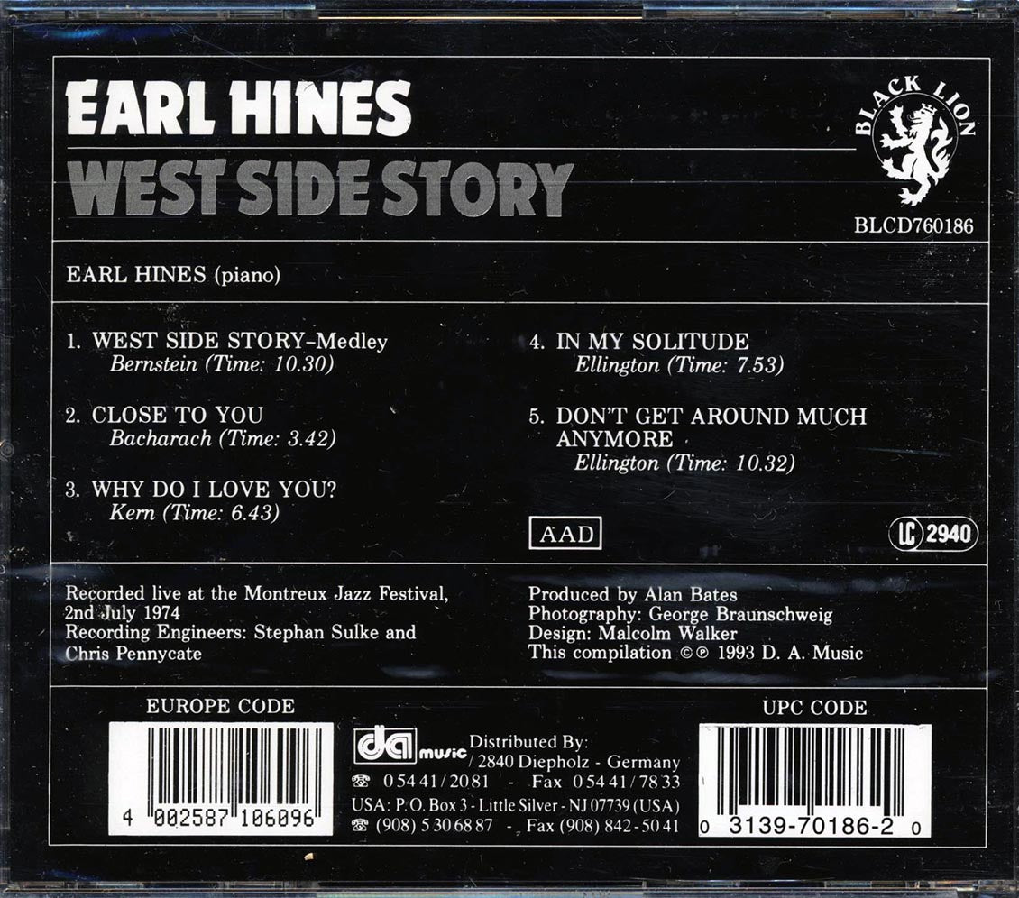 Earl Hines - West Side Story Music CD