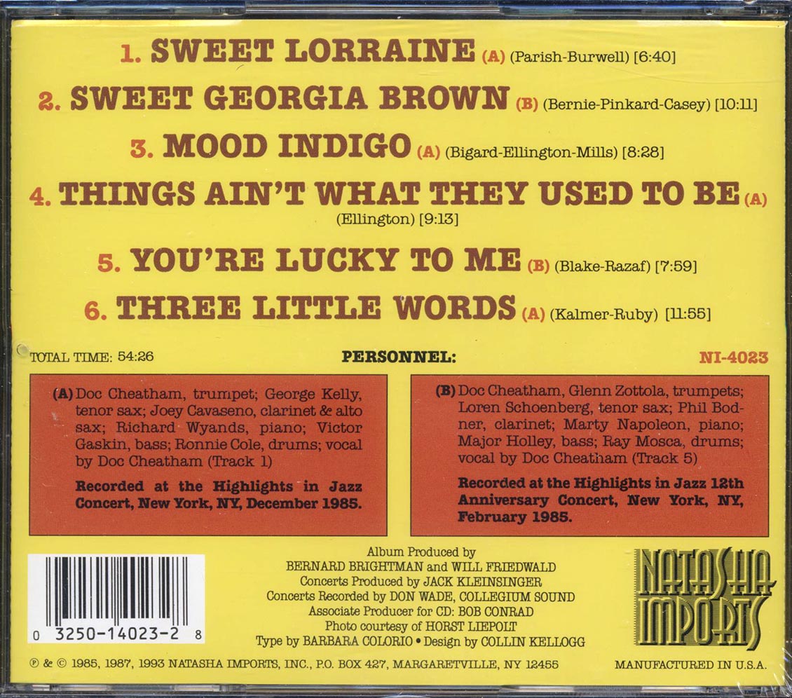 Doc Cheatham - Live! Music CD