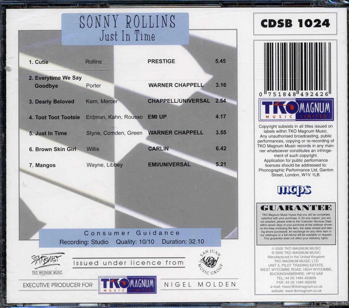 Sonny Rollins - Just In Time Music CD