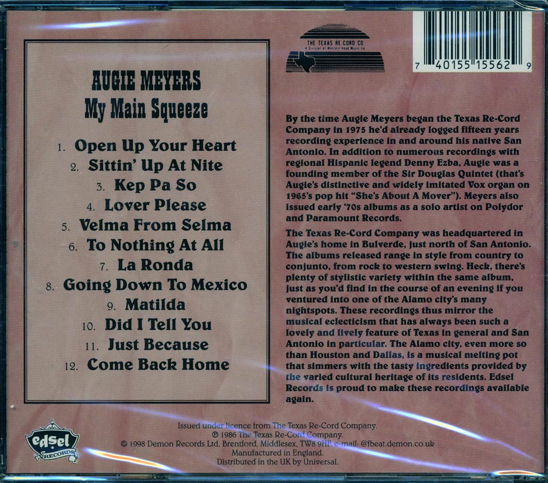 Augie Meyers - My Main Squeeze Music CD
