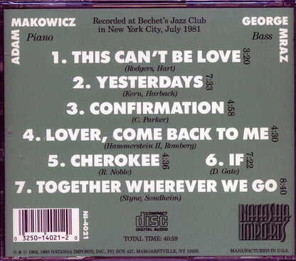 Adam Makowicz, George Mraz - Together Wherever We Go Music CD