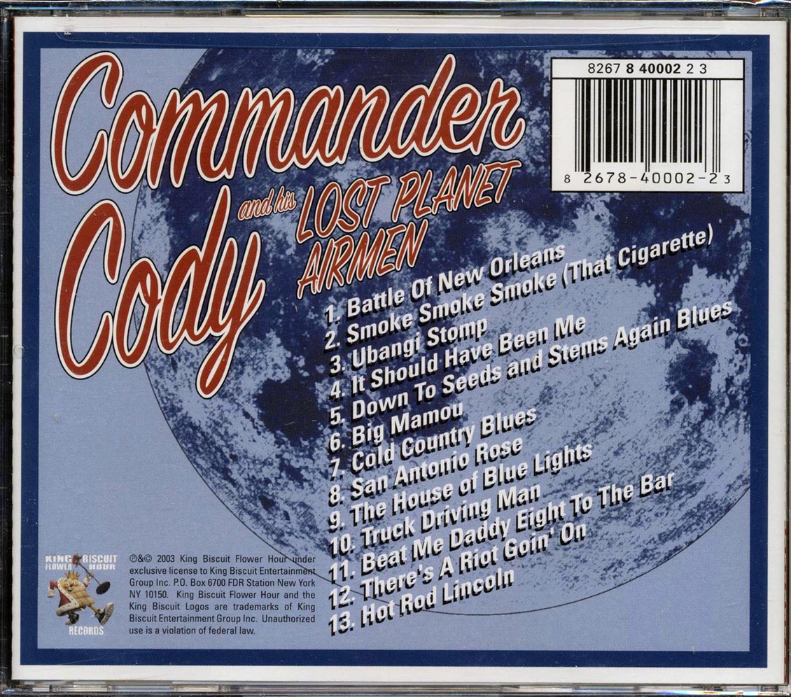 Commander Cody & The Lost Planet Airmen - Greatest Hits Live Music CD