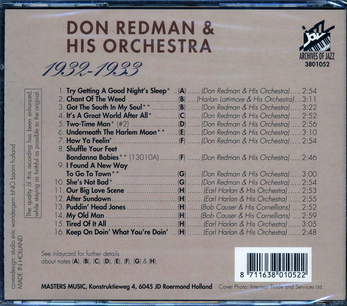Don Redman & His Orchestra - 1932-1933 Music CD