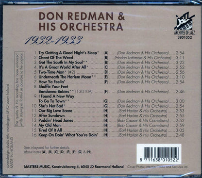 Don Redman & His Orchestra - 1932-1933 Music CD