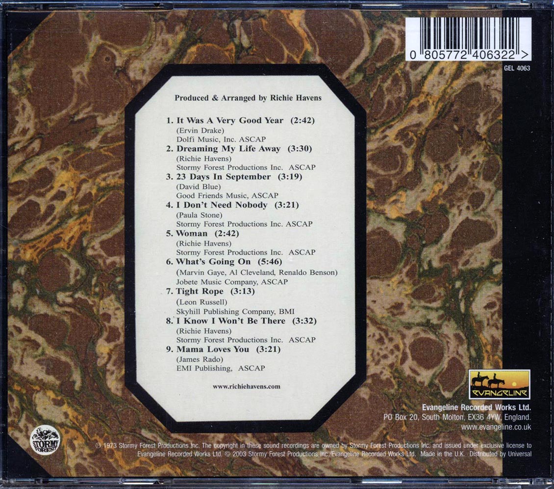 Richie Havens Portfolio Music CD