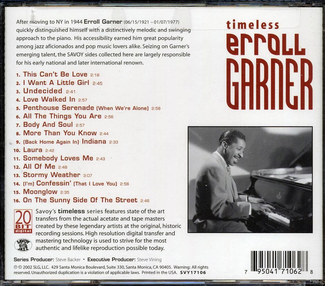 Erroll Garner - Timeless Music CD