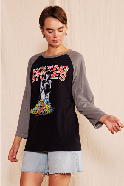 The Rolling Stones US Tour Womens Raglan Shirt Black