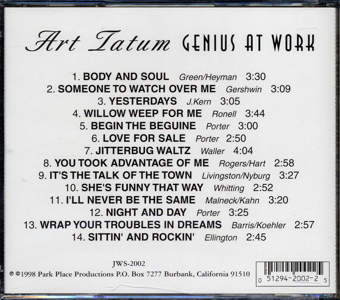 Art Tatum - Genius At Work Music CD