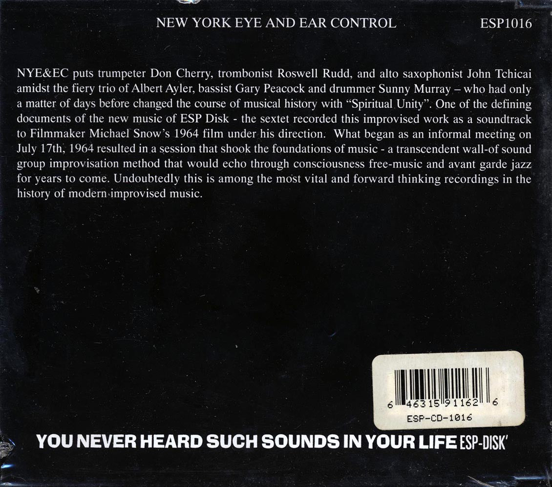 Albert Ayler, Don Cherry, John Tchicai - New York Eye And Ear Control Music CD