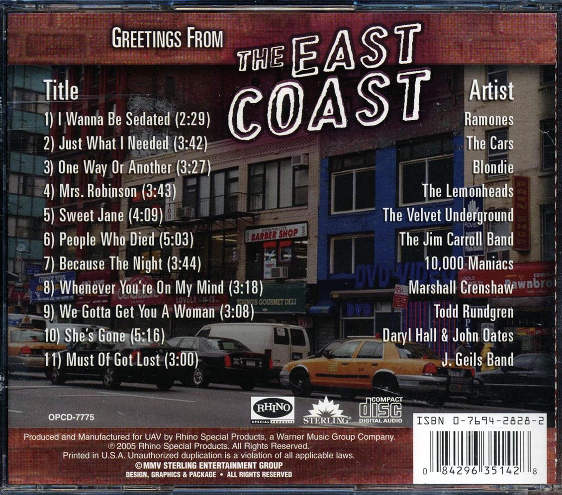The Ramones The Cars Blondie J Geils Band Etc Greetings From The East Coast Music CD