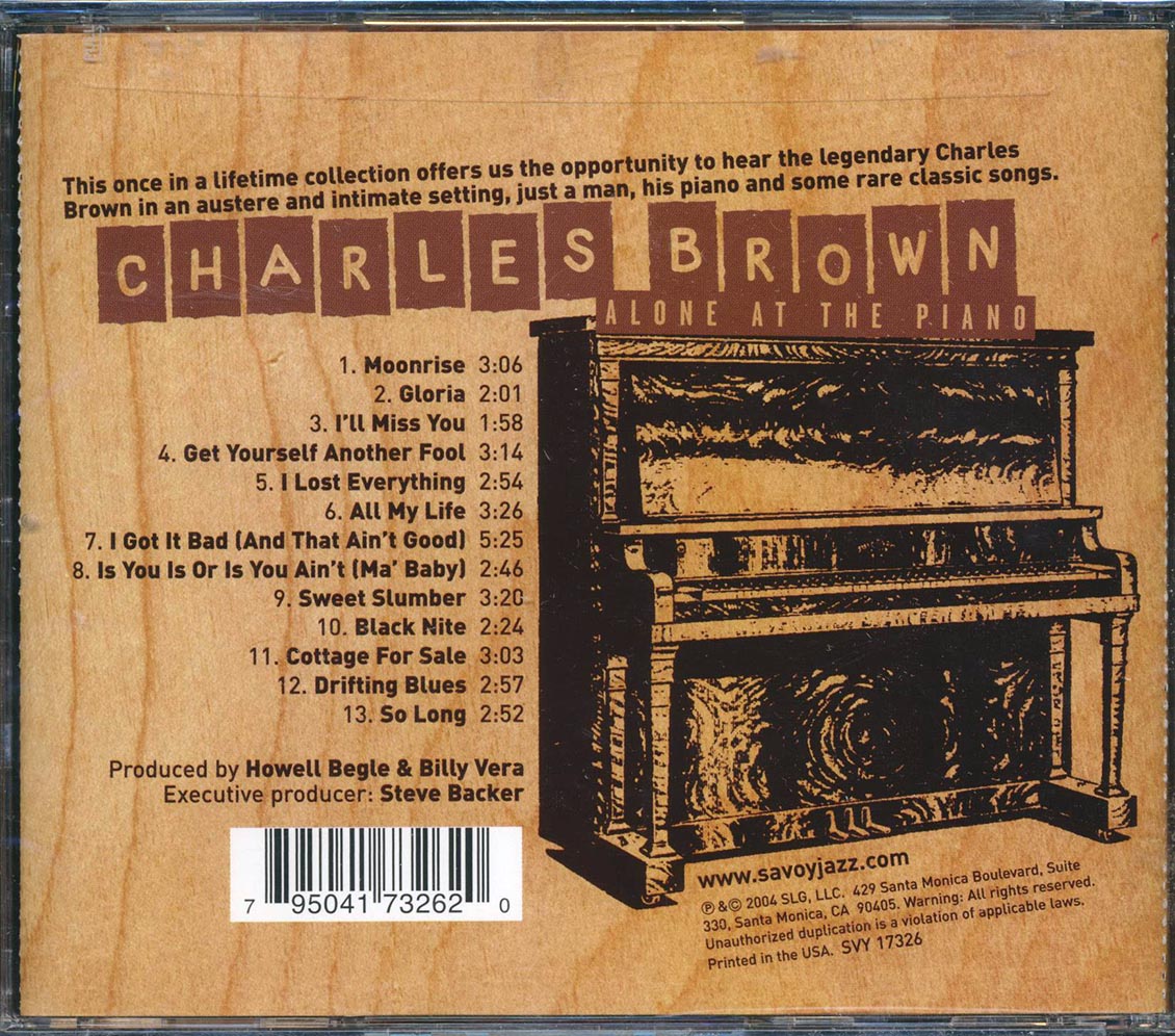 Charles Brown - Alone At The Piano Music CD