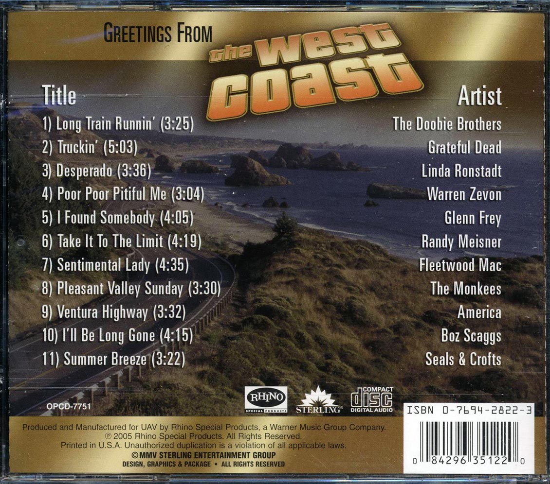 The Doobie Brothers Grateful Dead America Seals & Crofts Etc Greetings From The West Coast Music CD