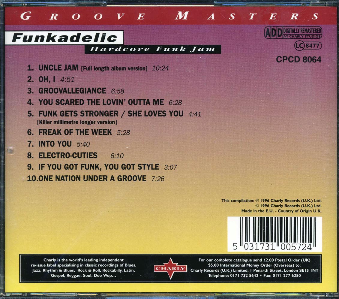 Funkadelic Hardcore Funk Jam Music CD