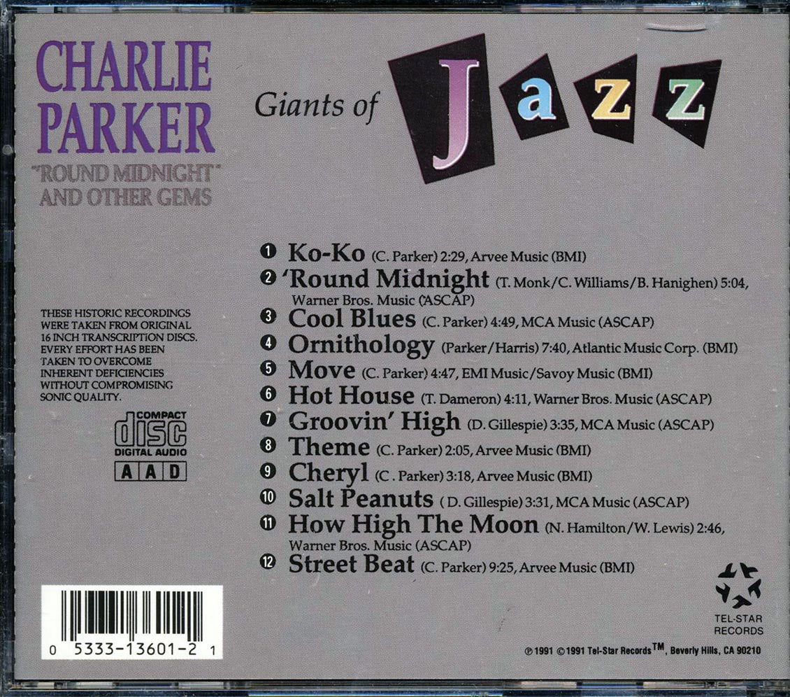 Charlie Parker - Round Midnight And Other Gems Music CD