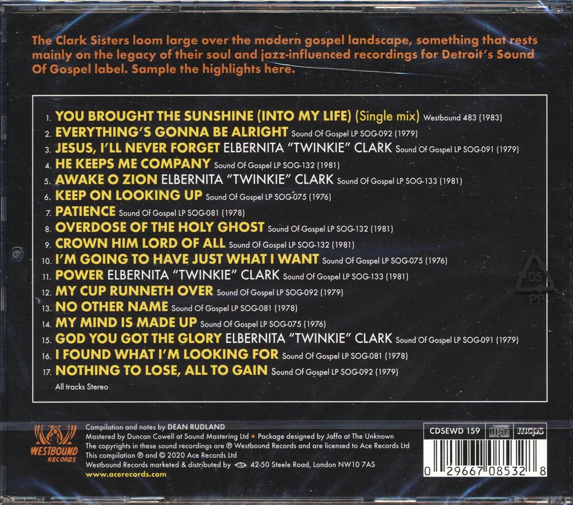 Clark Sisters, Elbernita Clark - You Brought The Sunshine: The Sound Of Gospel Recordings 1976-1981 Music CD