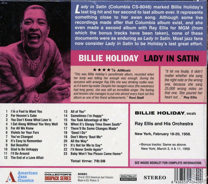 Billie Holiday - Lady In Satin Music CD