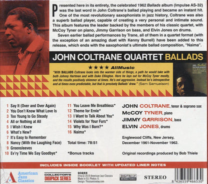 John Coltrane Quartet McCoy Tyner Jimmy Garrison Elvin Jones Ballads Music CD