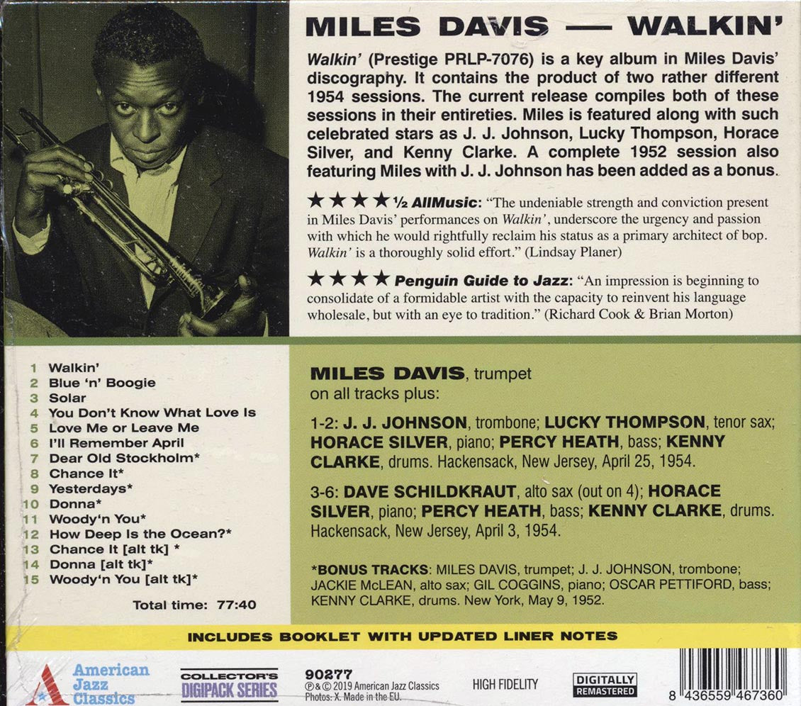 The Miles Davis Quintet The Miles Davis Sextet Walkin' Music CD