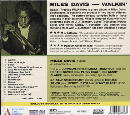 The Miles Davis Quintet The Miles Davis Sextet Walkin' Music CD